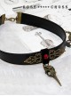 Dark Gothic Rock Style Retro Flower Vine Crow Skull PU Choker