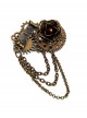 Steampunk Gear Chain Rose Vows Contract Reel Retro Brooch