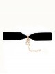 Black Velvet Pearl Wide Version Retro Gothic Choker