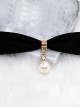 Black Velvet Pearl Wide Version Retro Gothic Choker