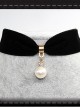 Black Velvet Pearl Wide Version Retro Gothic Choker