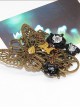 Steampunk Black Rose Retro Mechanical Butterfly Gear Brooch