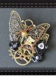 Steampunk Black Rose Retro Mechanical Butterfly Gear Brooch