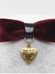 Retro Gothic Wine Red Gold-velour Bowknot Heart-shaped Pendant PU Leather Necklace