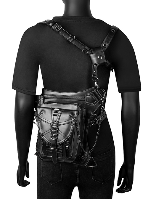 Steam Punk Retro Unisex Black Inclined Shoulder Bag