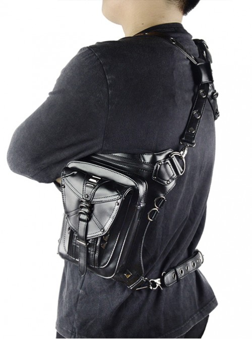 Steam Punk Retro Unisex Black Inclined Shoulder Bag