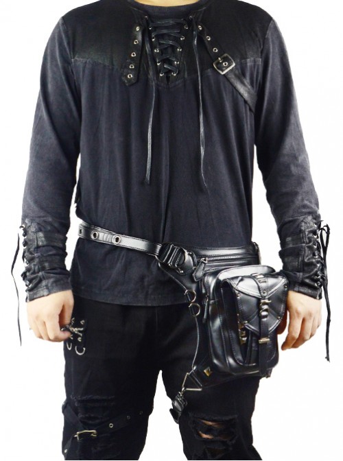 Steam Punk Retro Unisex Black Inclined Shoulder Bag