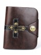 Steam Punk Gothic Retro Cross And Skull Design Brown Short Wallet