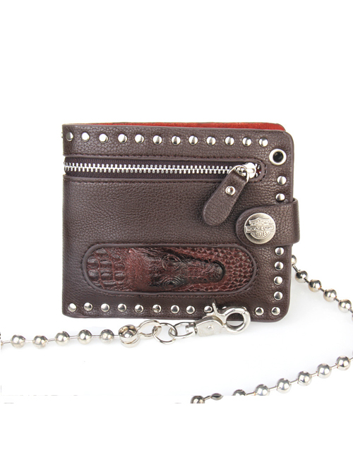 Steam Punk Rock Style Crocodile Head Chain PU Wallet