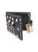 Steam Punk Rock Style Retro Skull Rivet Black PU Wallet