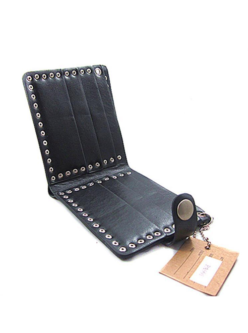 Steam Punk Rock Style Retro Skull Rivet Black PU Wallet