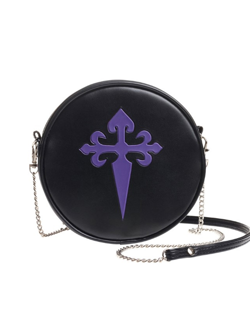 Punk Gothic Retro Purple Cross Black Single Shoulder Bag