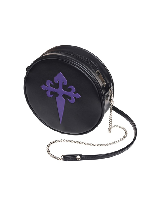 Punk Gothic Retro Purple Cross Black Single Shoulder Bag