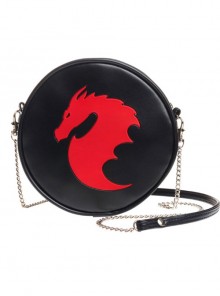 Punk Red Dragon Pattern Black Shoulder Bag Inclined Bag