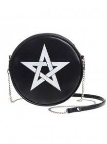 Gothic White Pentagram Black Shoulder Bag Inclined Bag