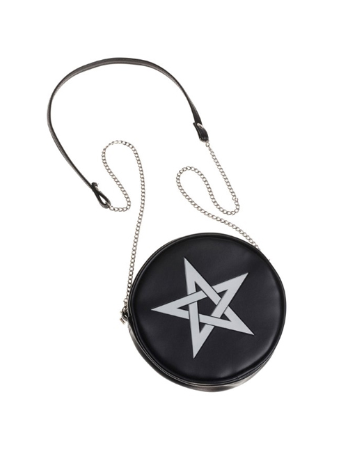 Gothic White Pentagram Black Shoulder Bag Inclined Bag