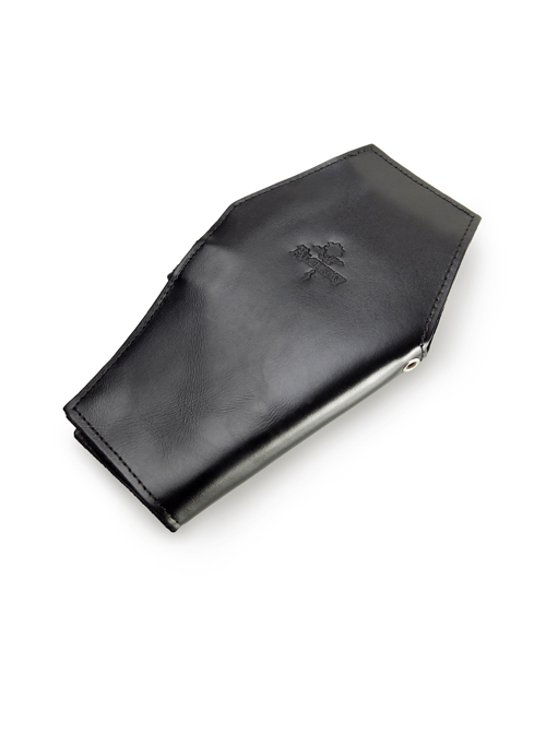 Pure Black Cow Leather Gothic Coffin Shape Wallet