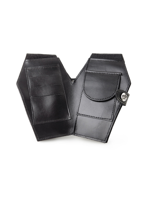 Pure Black Cow Leather Gothic Coffin Shape Wallet