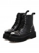 Punk Black Rivet High-top Thick Sole Women's Round-toe Martin Boots