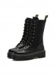 Punk Black High-top Thick Sole Round-toe Zipper Women's Middle Barrel Boots