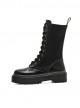Punk Black High-top Thick Sole Round-toe Zipper Women's Middle Barrel Boots
