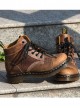 Steam Punk Retro Crack Leather Women's Brown Martin Boots