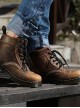 Steam Punk Retro Crack Leather Men's Brown Martin Boots