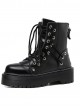 Punk Gothic Black Zipper Thick Sole Womens Leather Round-toe Martin Boots