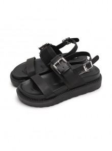 Retro Black Gothic Thick Bottom Rome Sandals