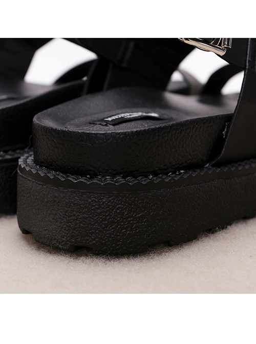 Retro Black Gothic Thick Bottom Rome Sandals