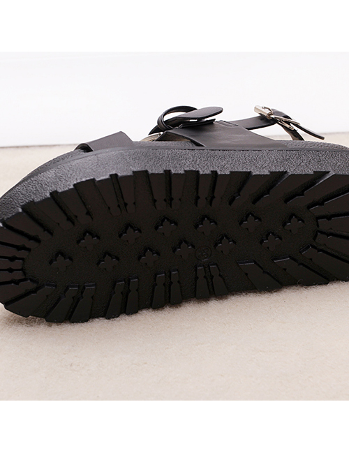 Retro Black Gothic Thick Bottom Rome Sandals