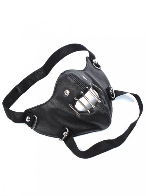 Steam Punk Black Skull Windproof Outdoors Motorcycle Hollow Out PU Mask