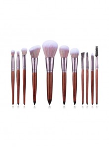 11 Sandalwood Color Makeup Brushes Eye Brushes Set With Mixed Color Bristles