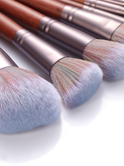 11 Sandalwood Color Makeup Brushes Eye Brushes Set With Mixed Color Bristles