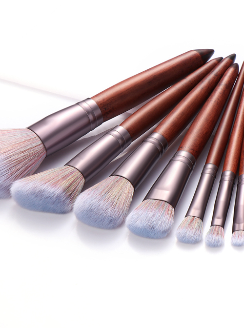 11 Sandalwood Color Makeup Brushes Eye Brushes Set With Mixed Color Bristles