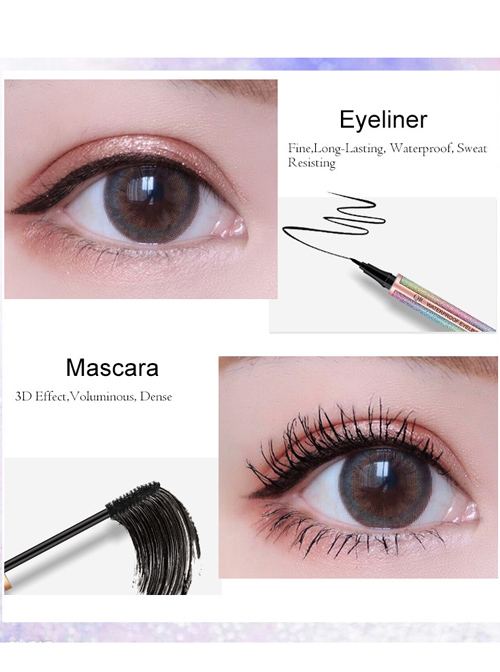 Beauty QIC Starry Waterproof Black Eyeliner Mascara Set