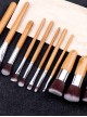 11 Bamboo Handle Makeup Brushes Linen Bag Set