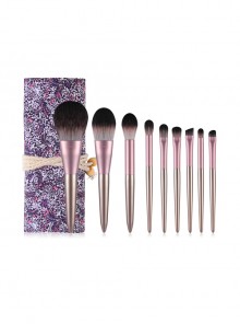 9 Small Pudding Champagne Purple Makeup Brushes And A Brush Bag Set