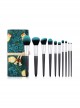 10 Blackish Green Makeup Brushes And A Firefly Brush Bag Set