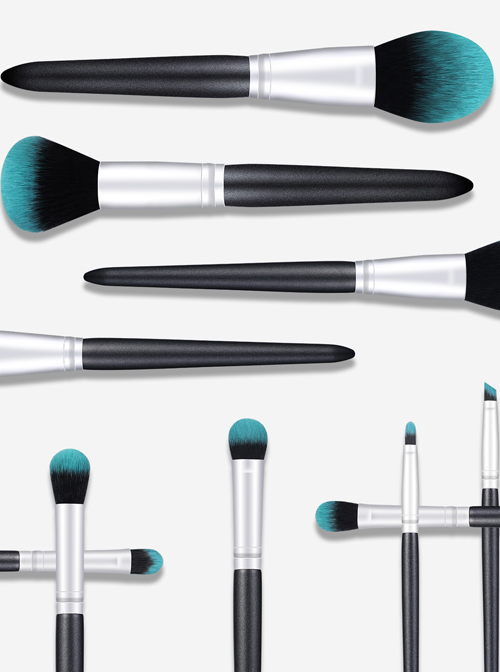 10 Blackish Green Makeup Brushes And A Firefly Brush Bag Set