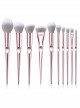 10 Pink Electroplating Handle Makeup Brushes And The Brush Bag Set