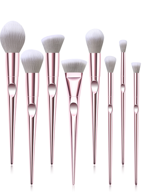 10 Pink Electroplating Handle Makeup Brushes And The Brush Bag Set