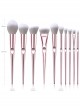 10 Pink Electroplating Handle Makeup Brushes And The Brush Bag Set