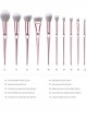 10 Pink Electroplating Handle Makeup Brushes And The Brush Bag Set