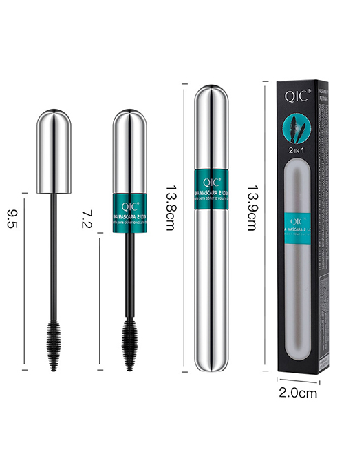 QIC Dense Curling Two In One Silver Tube Double Brush Head Double Effect Mascara