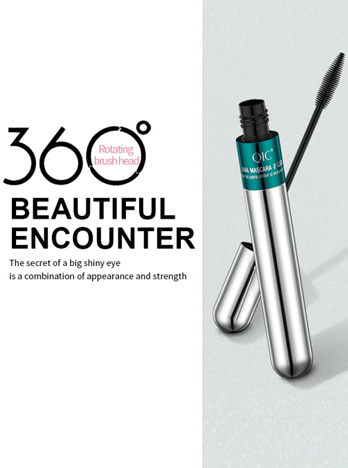 QIC Dense Curling Two In One Silver Tube Double Brush Head Double Effect Mascara