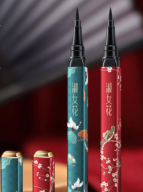Chinese Style White Crane Plum Blossom Pattern Waterproof Durable Eyeliner