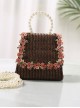 Straw Weaving Bag Pearl Portable Messenger Cute Children Shoulder Bag