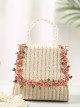 Straw Weaving Bag Pearl Portable Messenger Cute Children Shoulder Bag