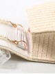 Simplicity White Lace Bowknot Pearl Portable Messenger Children Straw Weaving Bag